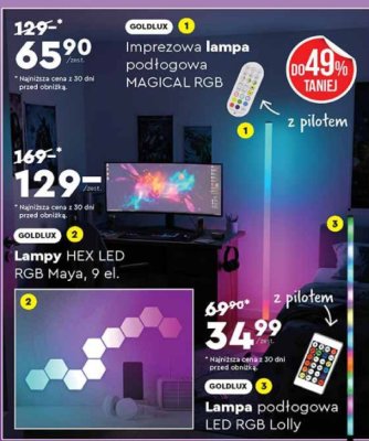 Lampy HEX LED RGB Maya Goldlux, 9 el. promocja w Biedronka