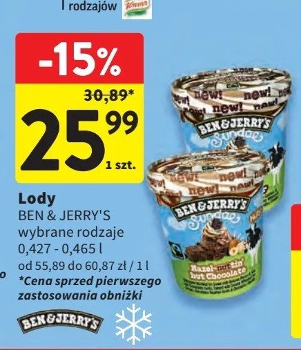 Lody hazelnut & chocolate Ben & jerry's promocja