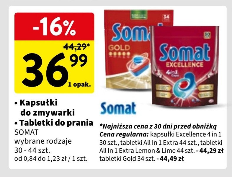 Tabletki do zmywarki lemon&lime Somat all in 1 promocja w Intermarche