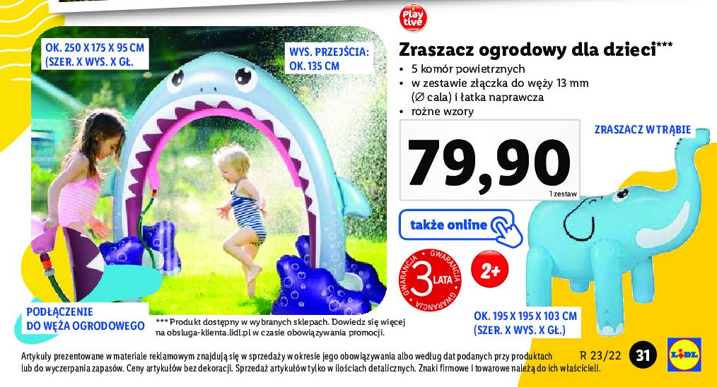 Zraszacz ogrodowy dla dzieci rekin 250 x 175 x 95 cm Playtive promocje