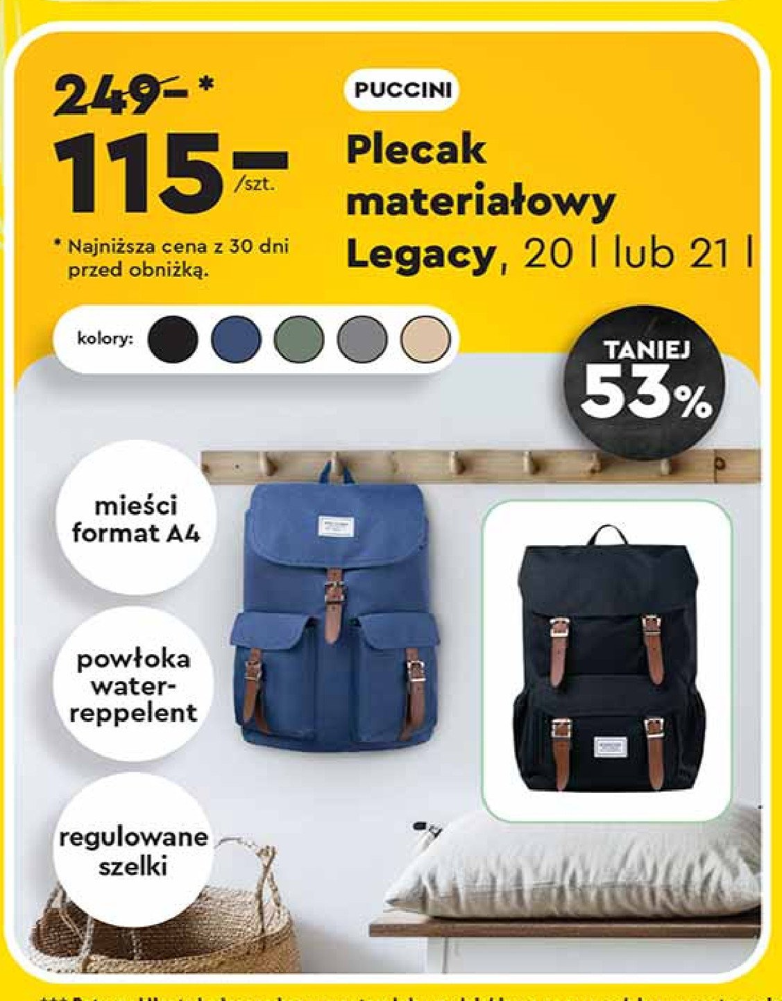 Plecak materiałowy legacy 20 l Puccini promocja