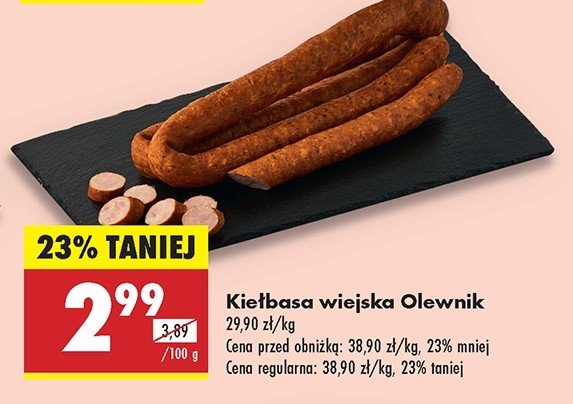 Kiełbasa wiejska Olewnik promocja w Biedronka