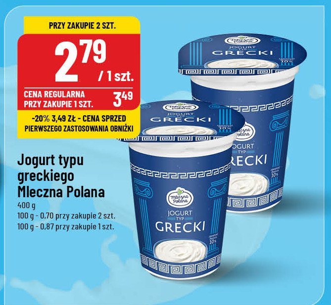 Jogurt grecki Mleczna polana promocja