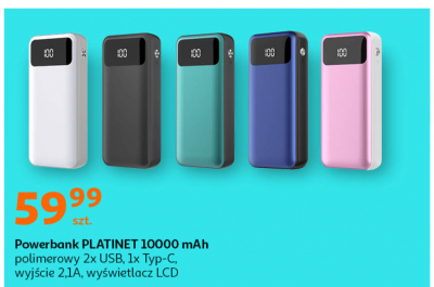 Power bank 10000 mah polimerowy turkusowy Platinet promocja