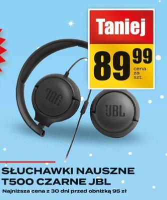 Słuchawki nauszne T500 czarne JBL promocja w Supeco