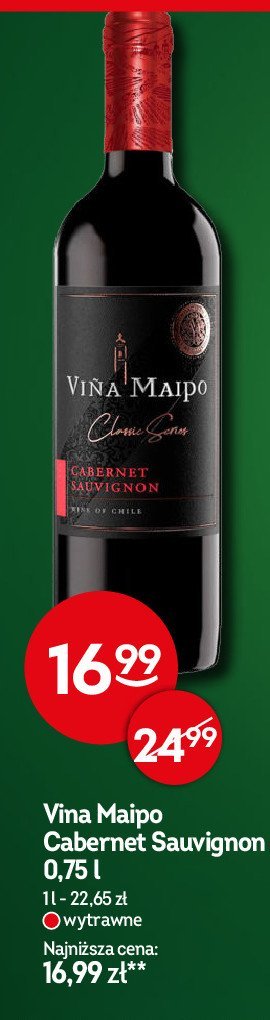 Wino VINA MAIPO SYRAH CABERNET SAUVIGNON promocja