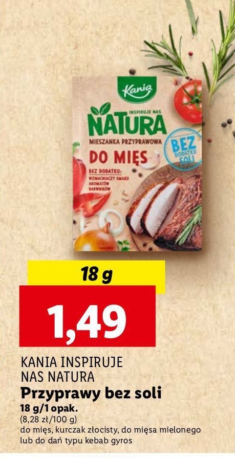 Przyprawa kebab gyros bez soli Kania natura promocja