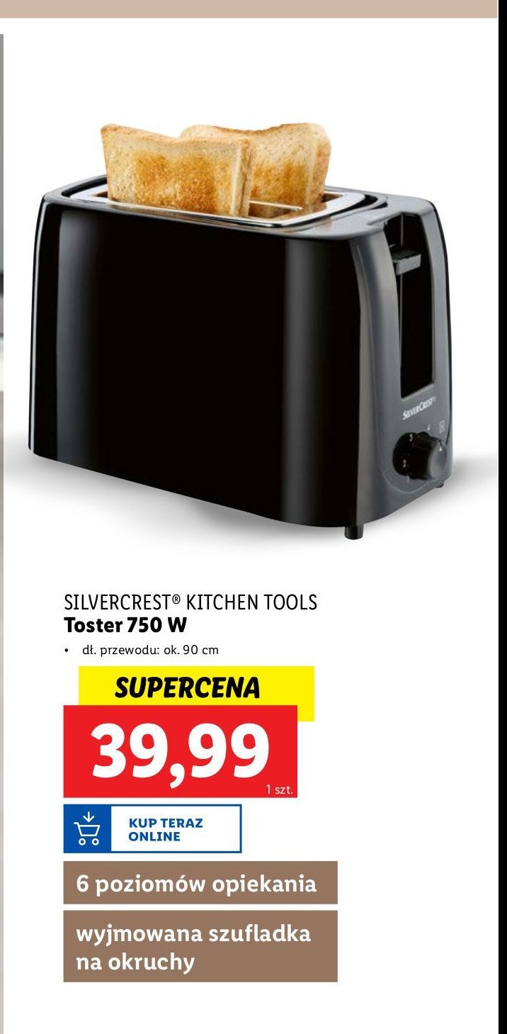 Toster 750 w Silvercrest promocja