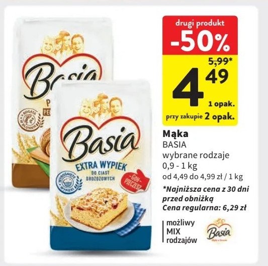 Mąka extra wypiek Basia promocja w Intermarche