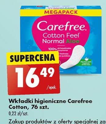 Wkładki cotton feel normal aloe Carefree promocja w Biedronka