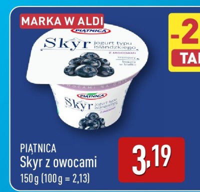 Jogurt Skyr z owocami  promocja w Aldi