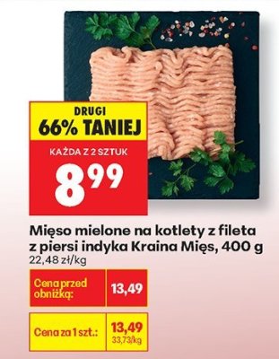 Mięso mielone na kotlety z fileta z piersi indyka Kraina Mięs promocja w Biedronka
