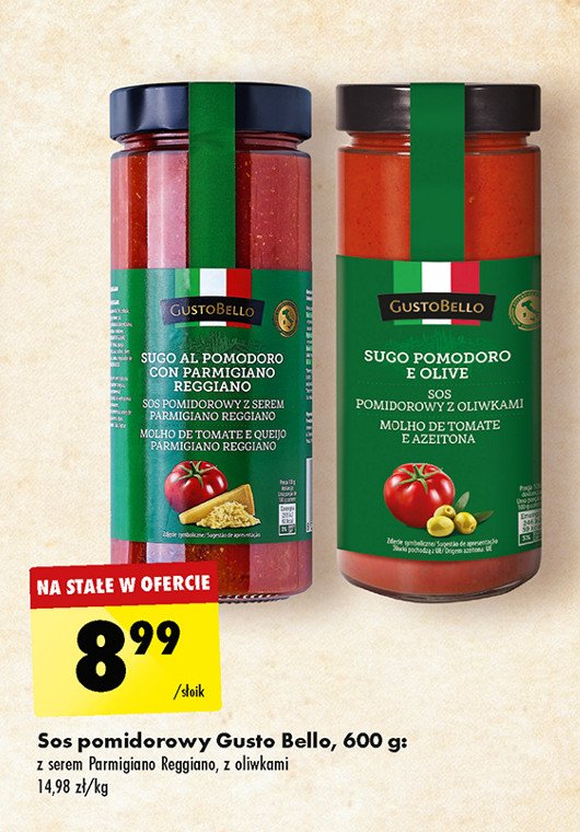 Sos pomidorowy z serem parmigiano reggiano Gustobello promocja