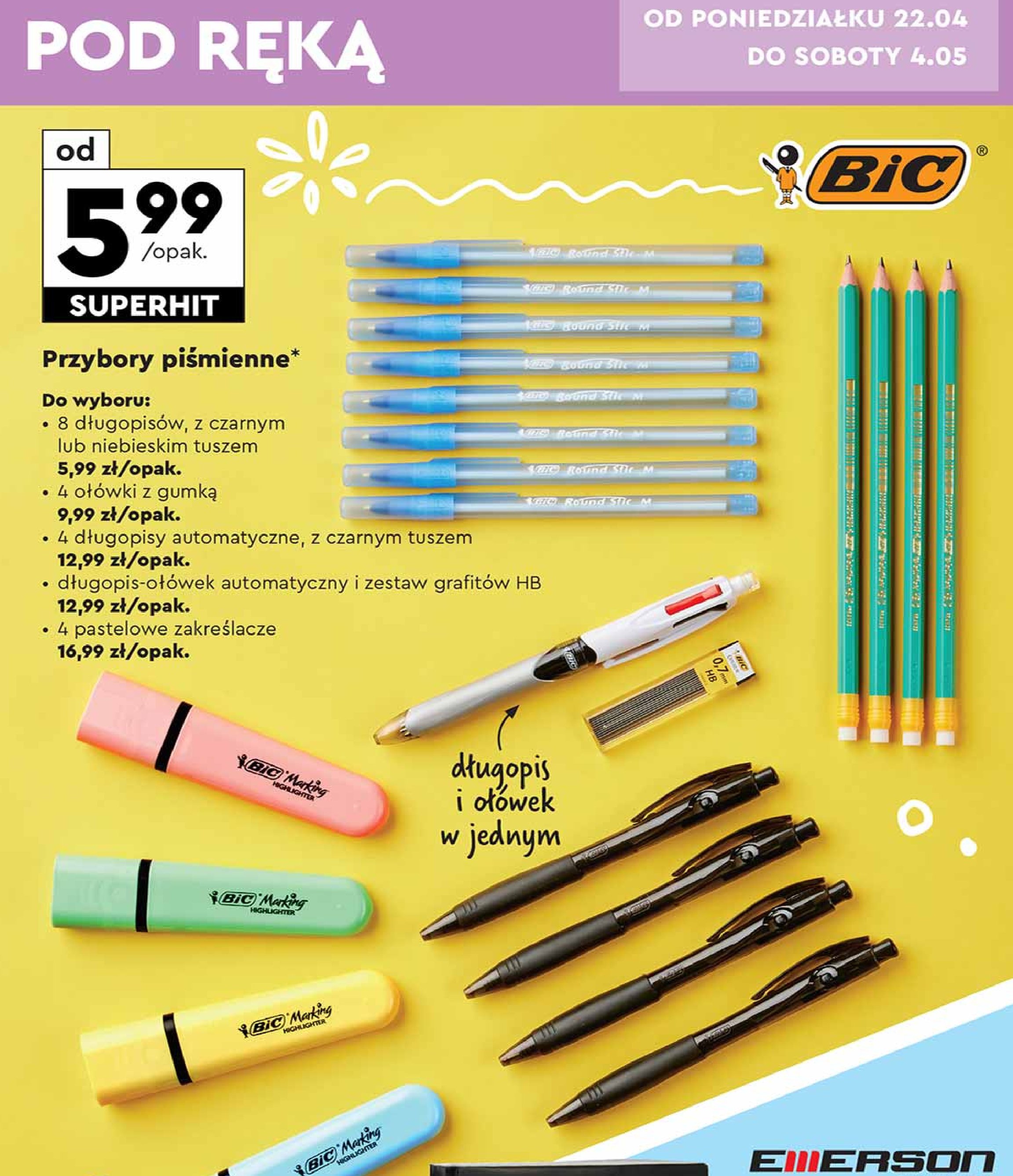 Długopis 4 colours z ołówkiem + wkłady Bic 4 colours promocja w Biedronka