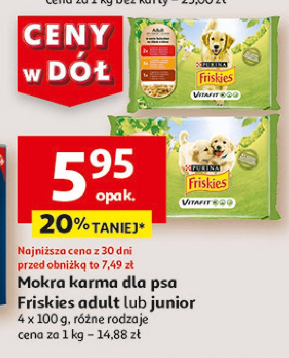 Karma dla psa w galaretce kurczak z groszkiem Purina friskies promocja w Biedronka