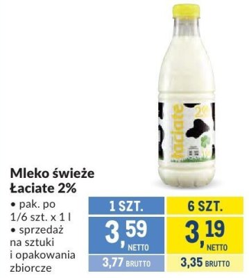 Mleko świeże Łaciate 2% promocja w Makro