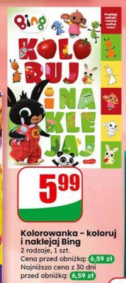 Kolorowanka - koloruj i naklejaj Bing promocja w Dino