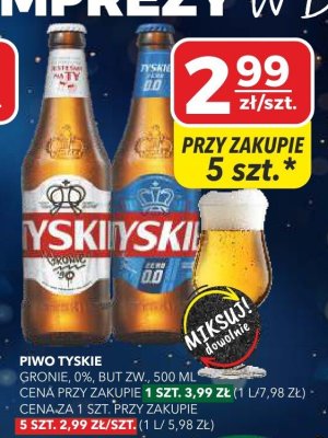 Piwo Tyskie gronie 0% butelka zwrotna promocja w Top Market