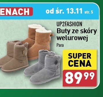 Buty ze skóry welurowej 37-40 Up2fashion promocja w Aldi