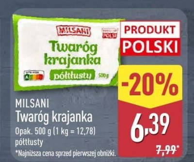 Twaróg krajanka MILSANI półtłusty promocja w Aldi