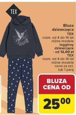 Bluza dziewczęca TEX rozm. od 4 do 14 lat różne modele promocja w Carrefour