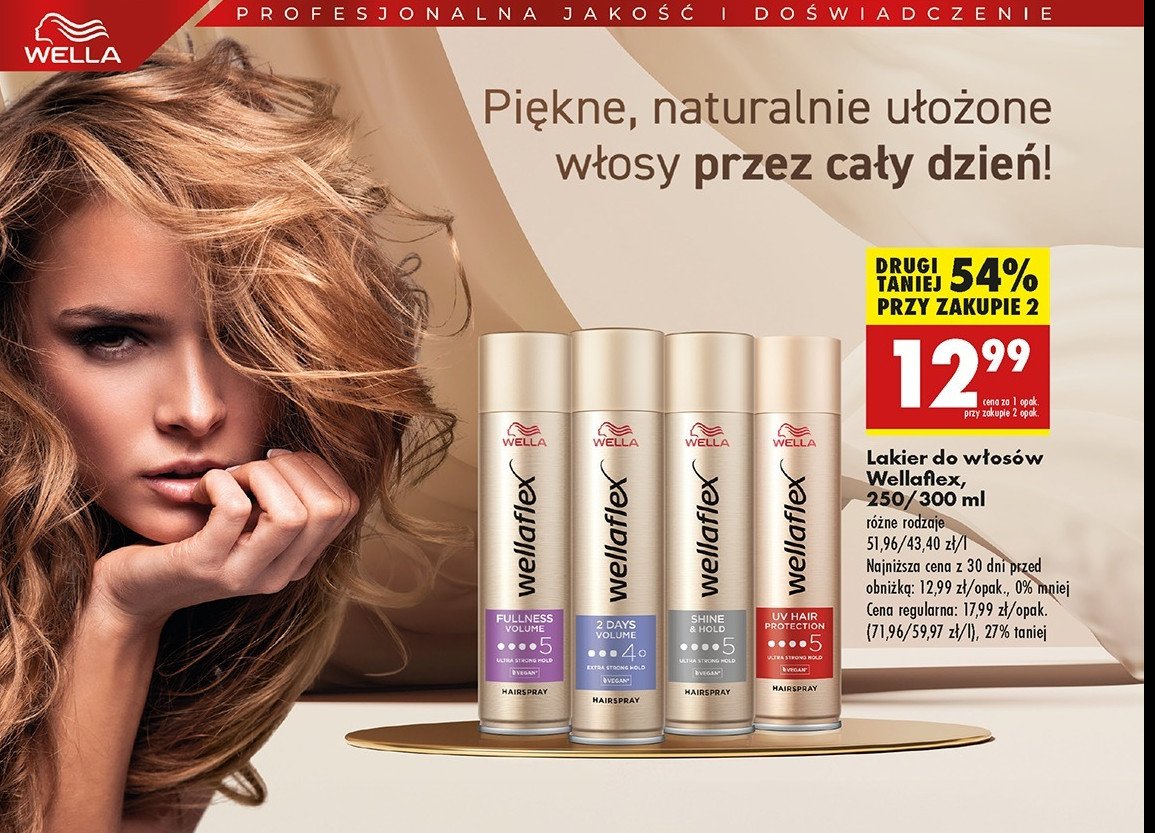 Lakier do włosów 2 days volume Wella promocja w Biedronka