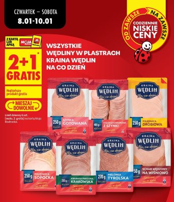 Kiełbasa kanapkowa z szynki 400 g Kraina Wędlin promocja w Biedronka