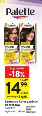 Szampon koloryzujący do włosów wybrane rodzaje Palette promocja w Intermarche