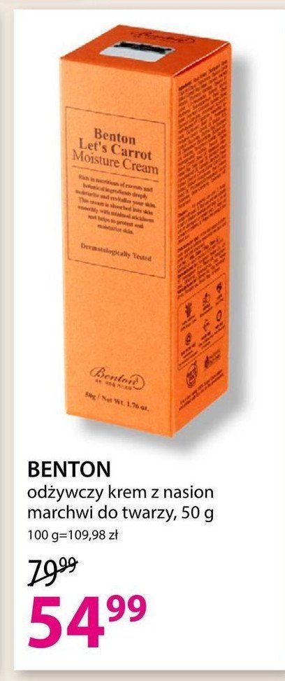 Krem do twarzy odżywczy BENTON LET'S CARROT promocja