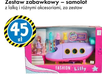 Zestaw zabawkowy – samolot z lalką i różnymi akcesoriami promocja w Tedi