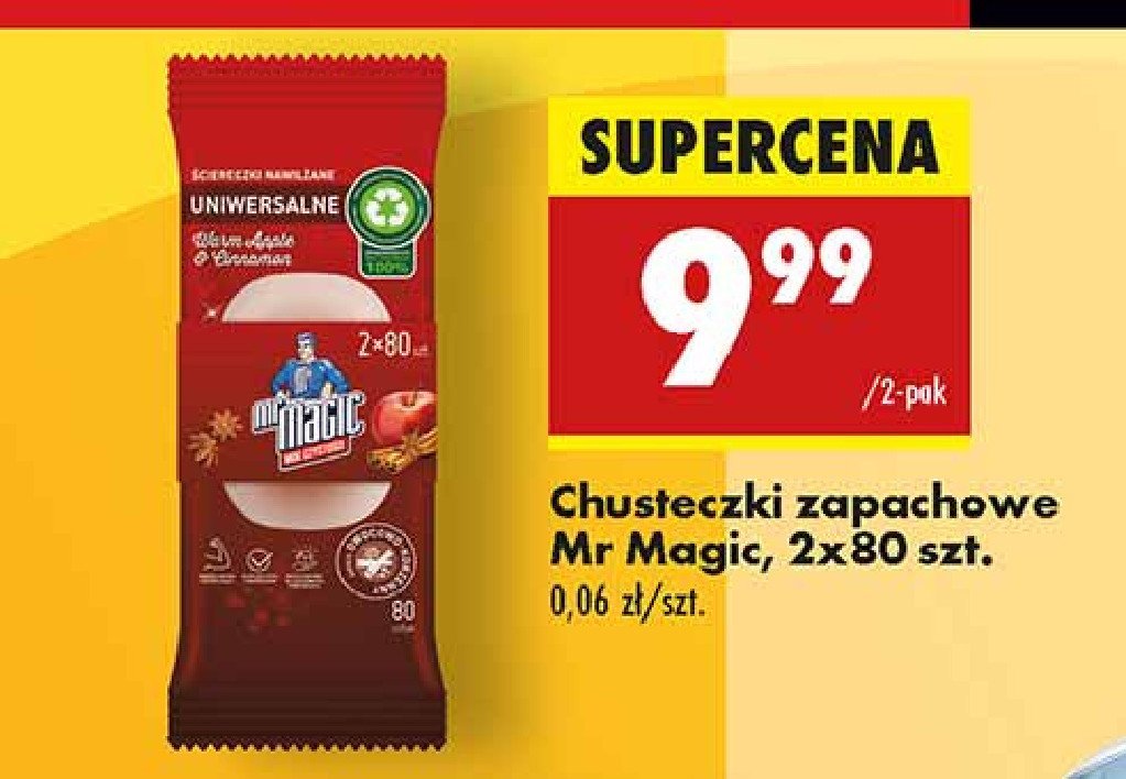 Chusteczki uniwerslane jabłko z cynamonem Mr magic promocja w Biedronka