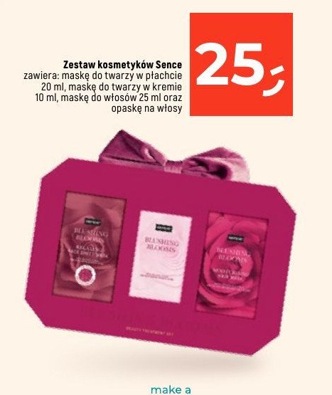 Zestaw w pudełku: maska do twarzy 20 ml + maska do twarzy 10 ml + maska do włosów 25 ml Sence collection zestaw promocja w Dealz