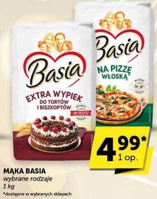 Mąka Basia extra wypiek do tortów, na pizzę włoską, z orkiszu, wybrane rodzaje promocja w Groszek