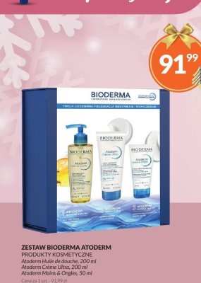 Zestaw Bioderma Atoderm produkty kosmetyczne Atoderm Huile de douche 200ml, Atoderm Creme Ultra 200ml, Atoderm Mains & Ongles 50ml promocja w DOZ.PL