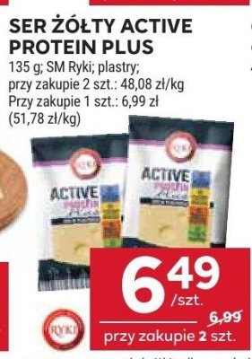 Ser żółty ACTIVE PROTEIN PLUS SM Ryki 135g promocja w Stokrotka