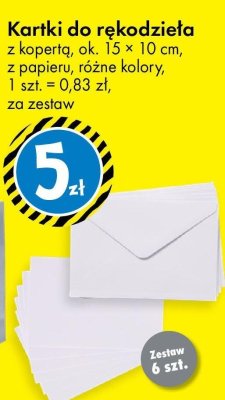 Kartki do rękodziela z kopertą ok. 15 × 10 cm z papieru różne kolory promocja w Tedi