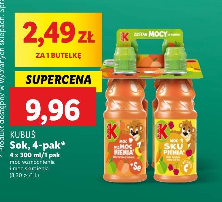 Zestaw sok moc wzmocnienia i moc skupienia Kubuś promocja