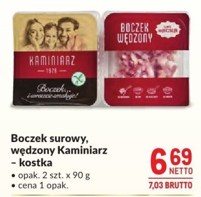 Boczek surowy, wędzony Kaminiarz - kostka promocja w Makro