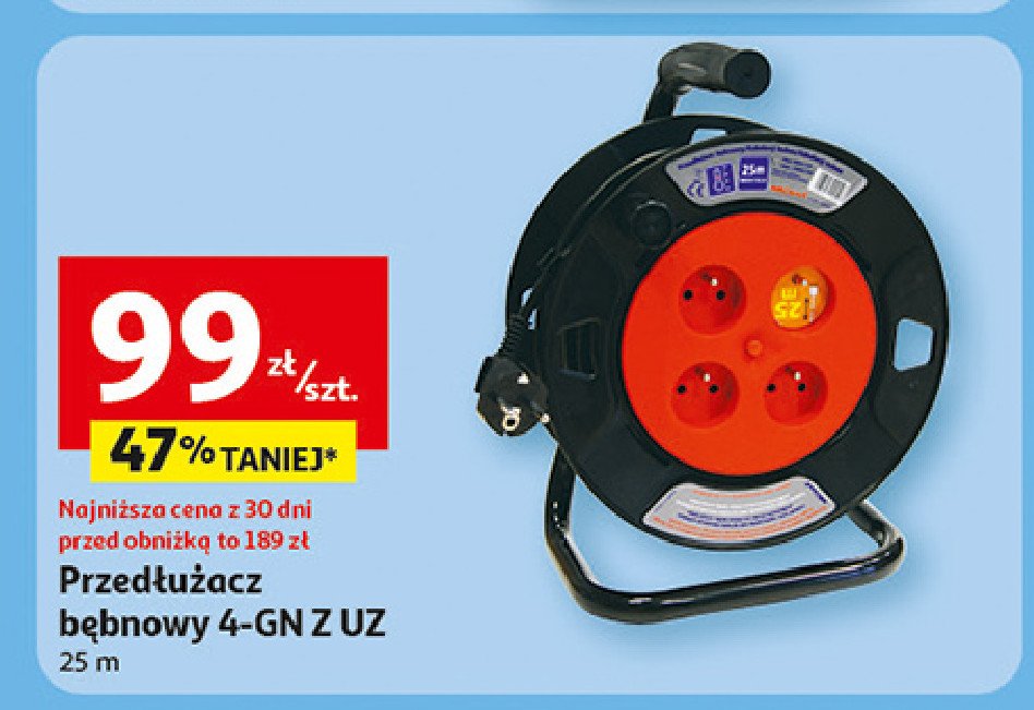 Przedłużacz bębnowy 25 m promocja w Auchan