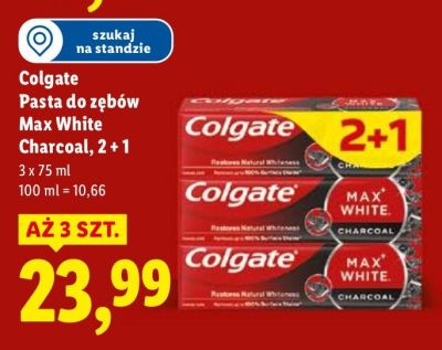 Pasta do zębów Max White Charcoal, 2+1 Colgate promocja w Lidl