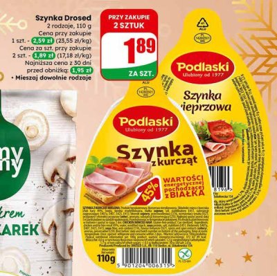 Szynka Drosed 2 rodzaje promocja w Dino