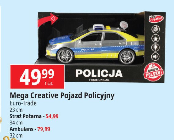 Pojazd policyjny 23 cm MEGA CREATIVE promocja w Leclerc