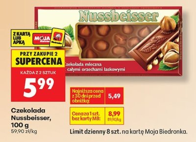 Czekolada Nussbeisser, 100 g promocja w Biedronka