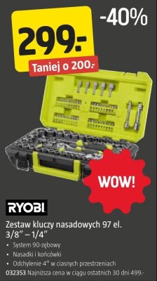 Zestaw kluczy nasadowych 97 el. 3/8" - 1/4" RYOBI promocja w Jula