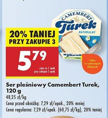 Ser camembert naturalny TUREK AKSAMITNY Turek 123 promocja w Biedronka