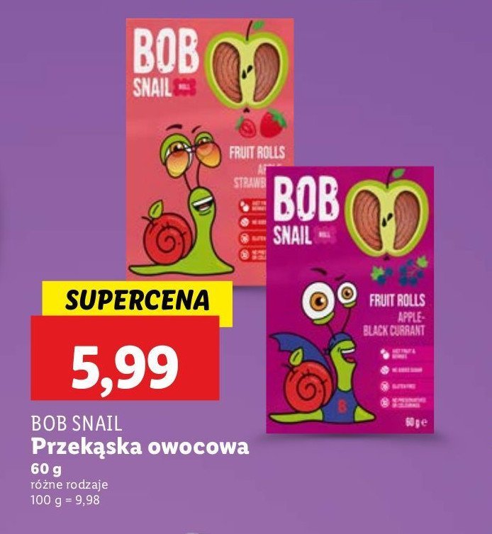 Przekąska jabłkowo-truskawka Bob snail promocja
