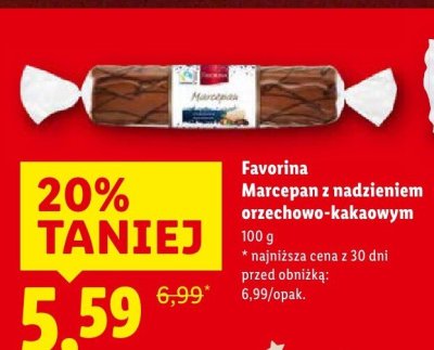Marcepan Favorina Marcepan z nadzieniem orzechowo-kakaowym promocja w Lidl