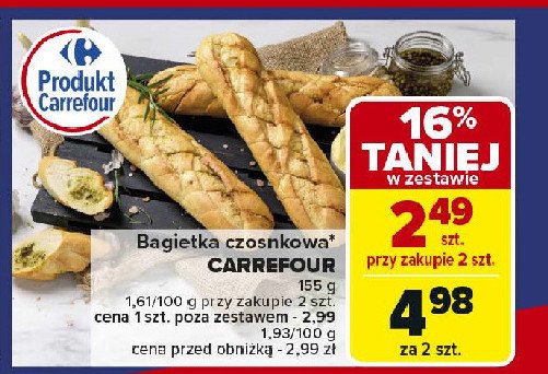Bagietka z masłem czosnkowym Carrefour promocja