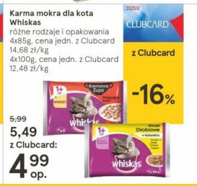 Karma dla kota zupa krem tradycyjne smaki Whiskas kremowa zupa promocja