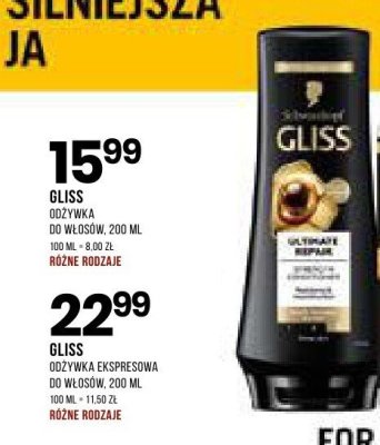 Odżywka GLISS EKSPRESOWA do włosów, 200 ml, różne rodzaje promocja w Drogerie Natura